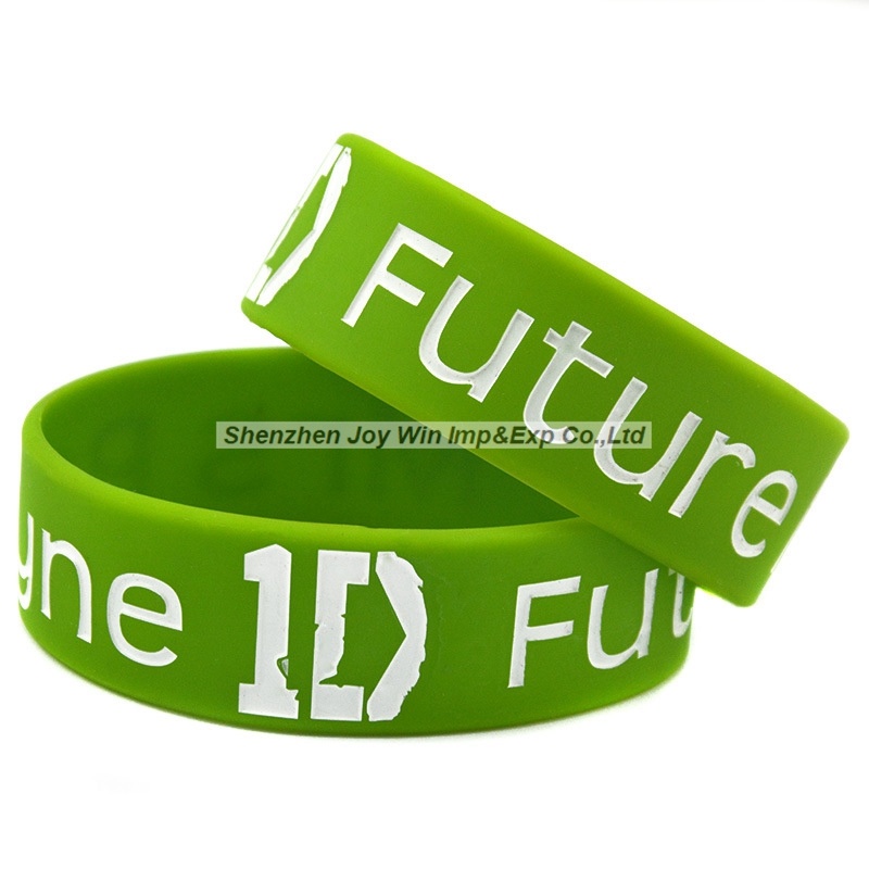 Promotional Wide Debossed Filled Ink Silicone Bracelets Fans Wristbands