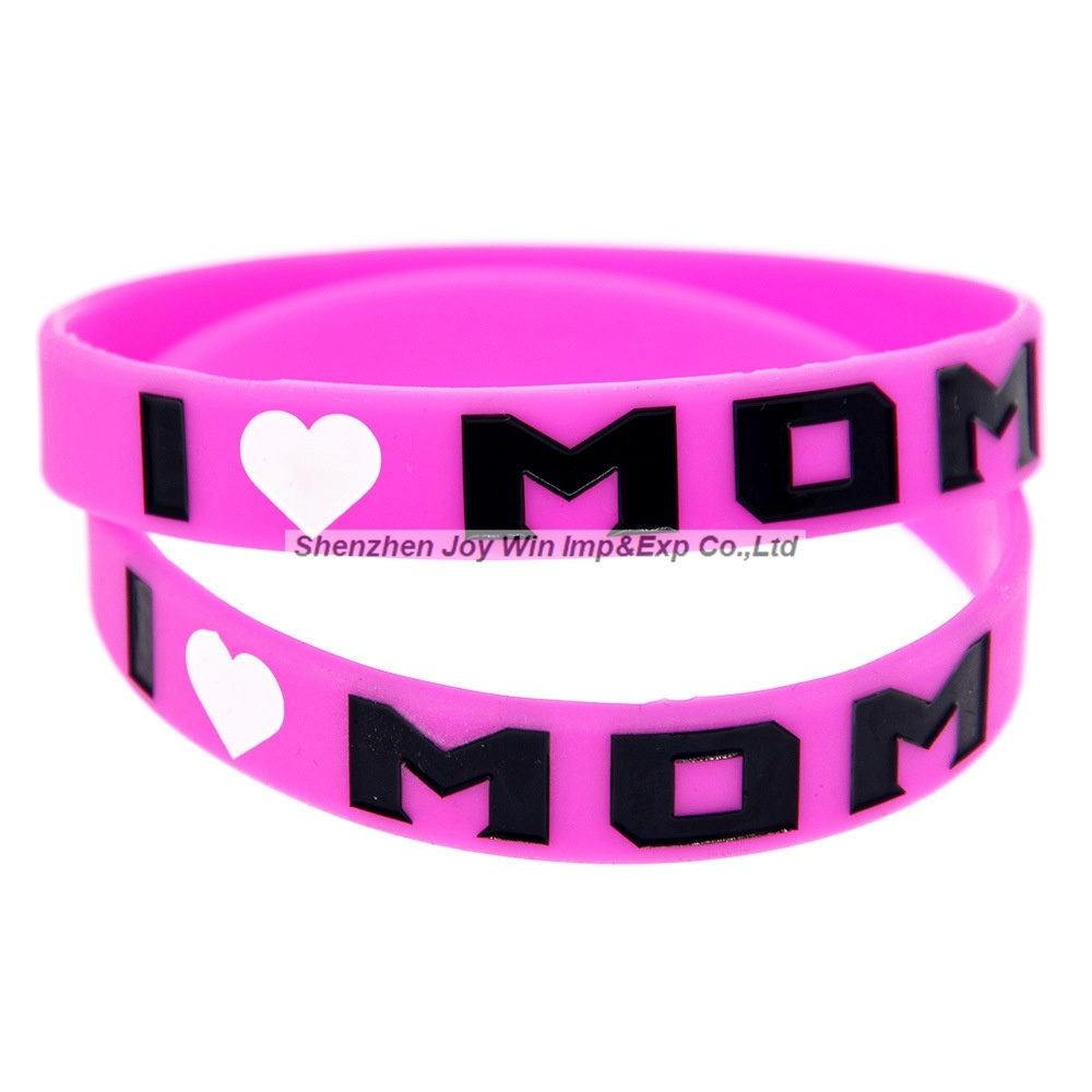 Debossed Filled Ink Silicone Bracelets I Love Mum Silicone Wristband