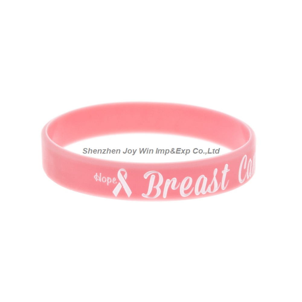 Debossed Filled Ink Silicone Bracelets Warning Breast Cancer Message