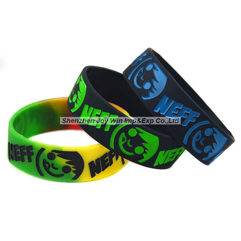 Promotional Debossed Filled Silicone Wristband Neff Silicone Bracelets