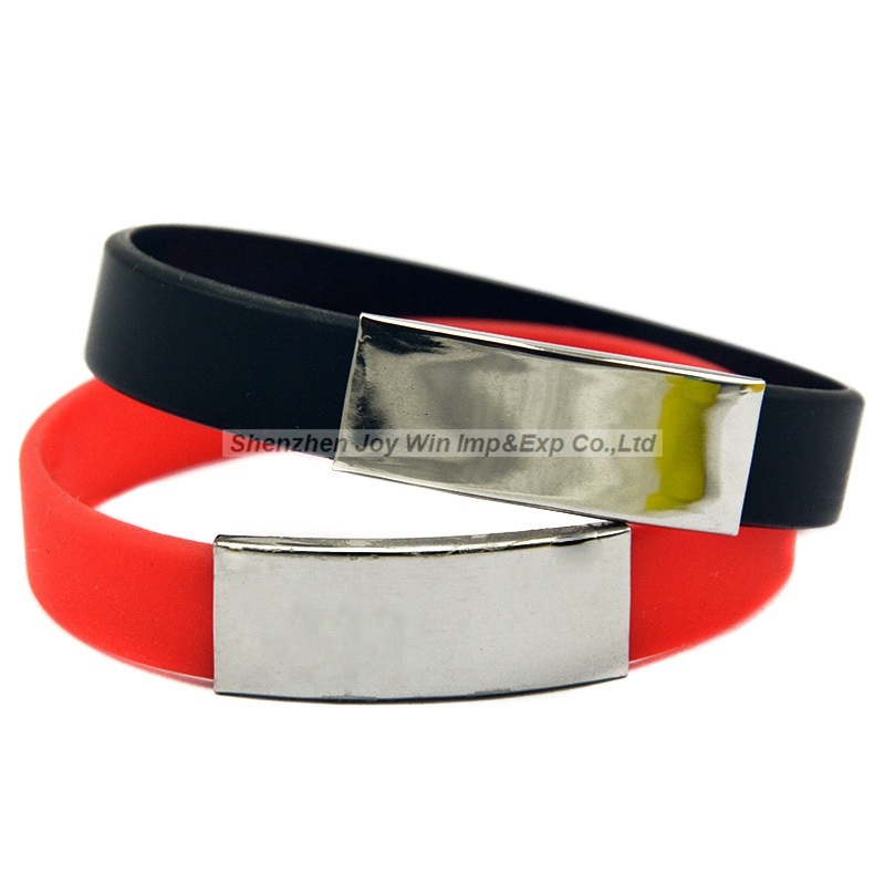 Promotional Aluminum Bangle Silicone Bracelets