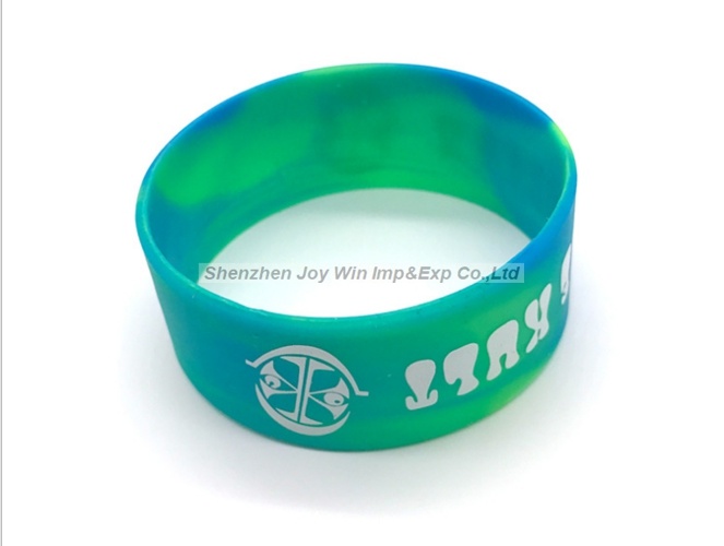 Promotional Wide Swirl Silkscreen Silicone Bracelets