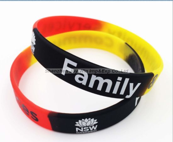 Promotional Segment+Silkscreen Silicone Wristband, Rubber Band