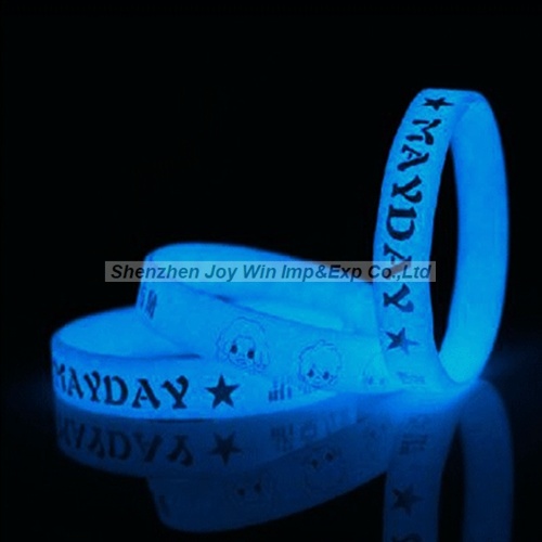 Promotional Glow in Dark Glowing Blue Silicone Bracelets