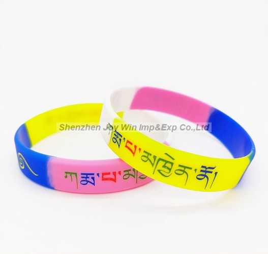 Promotional Segment+Debossed Filled Color Silicone Wrist Band