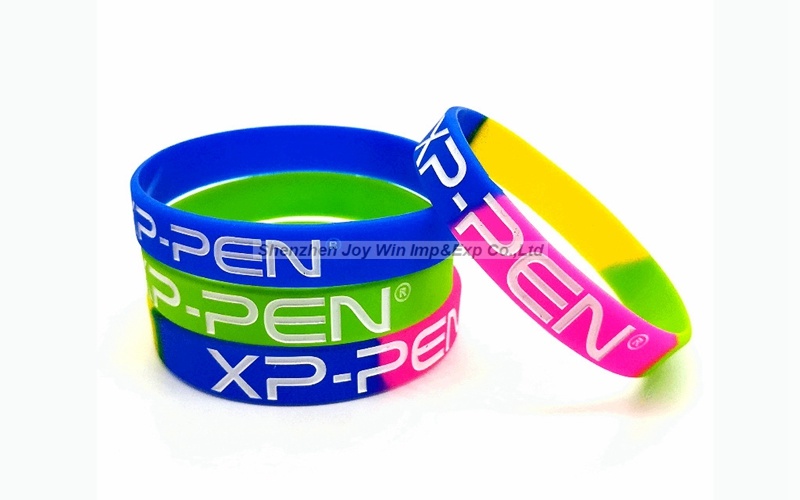 Promotional Segment+Debossed Filled Color Silicone Bracelets