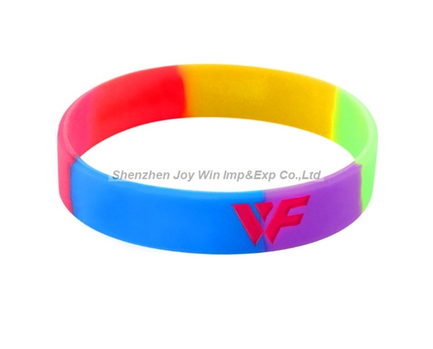 Segment Rubber Wrist Band, Debossed Color Filled Logo