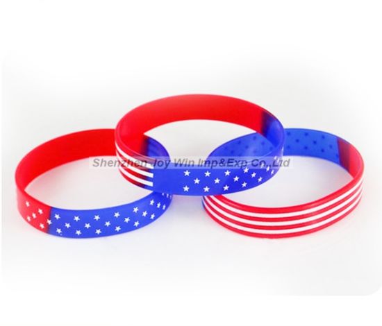 Imprinted Logo Silicone Bracelet Flag Wristband for National Day