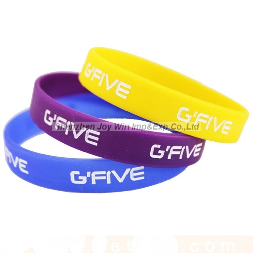 Promotional Debossed Filled Silicone Bracelet, Silicone Wrist Band