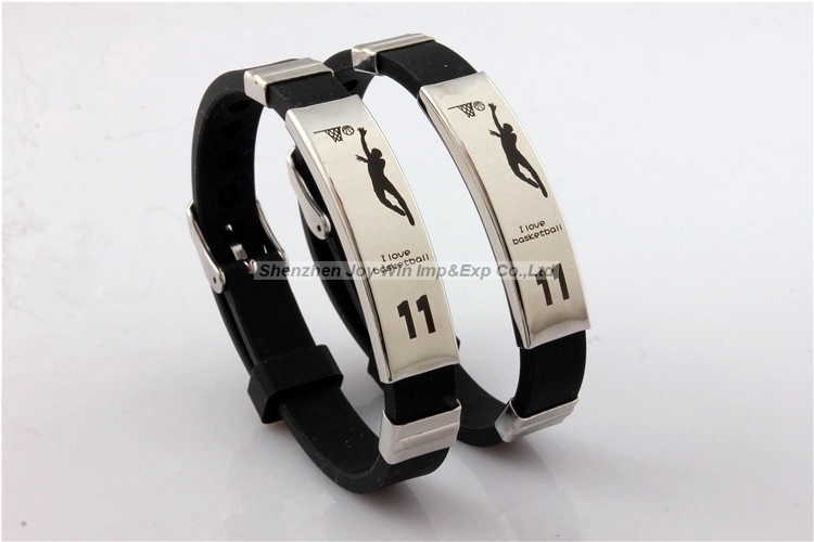 Promotional Silicone Metal Adjustable Lasing Logo Bracelet