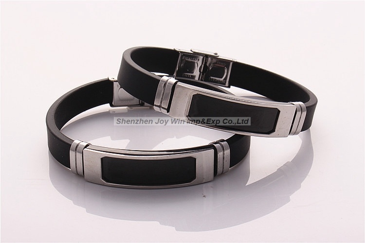 European Style Customized Logo Lover Silicone Metal Bracelet