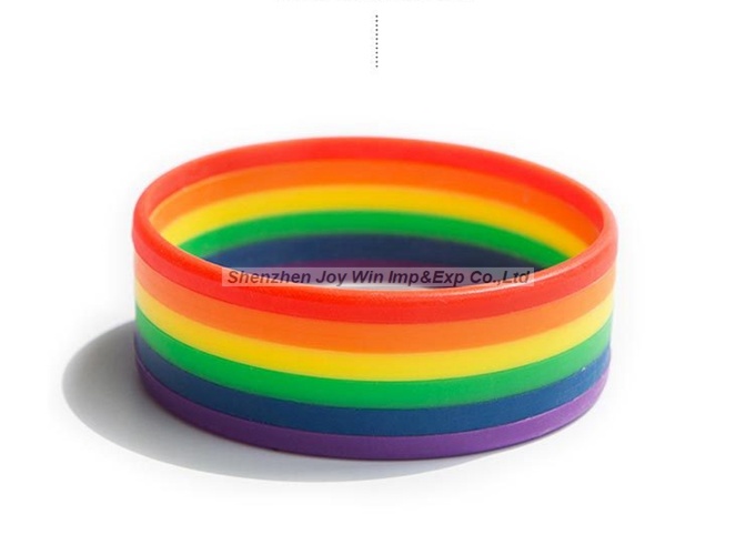 Rainbow Silicone Bracelet, 6 Colors Layers Silicone Band
