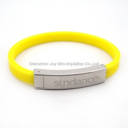 Promotional Silicone Metal Bracelet Lasing Logo