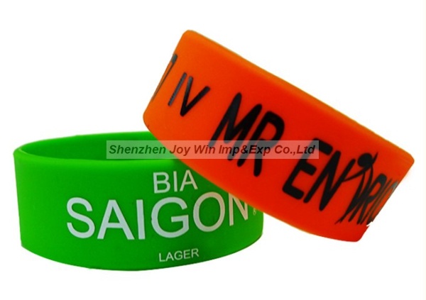 Promotional Wide Debossed Filled Silicone Bracelets