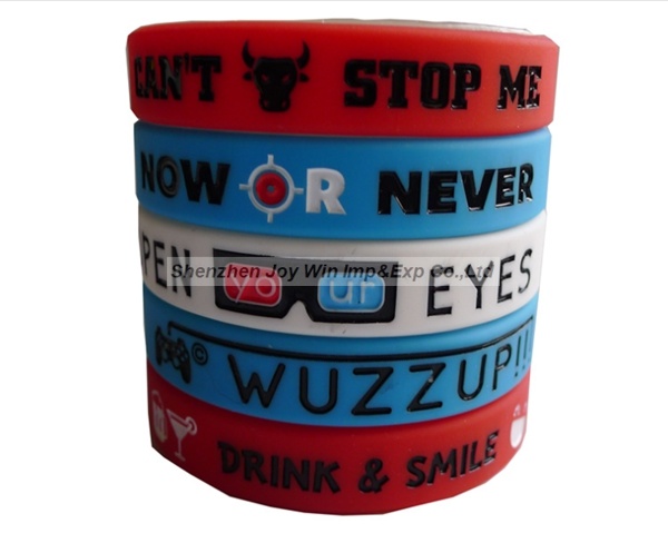 Promotional Debossed Filled Silicone Bracelets for Sports