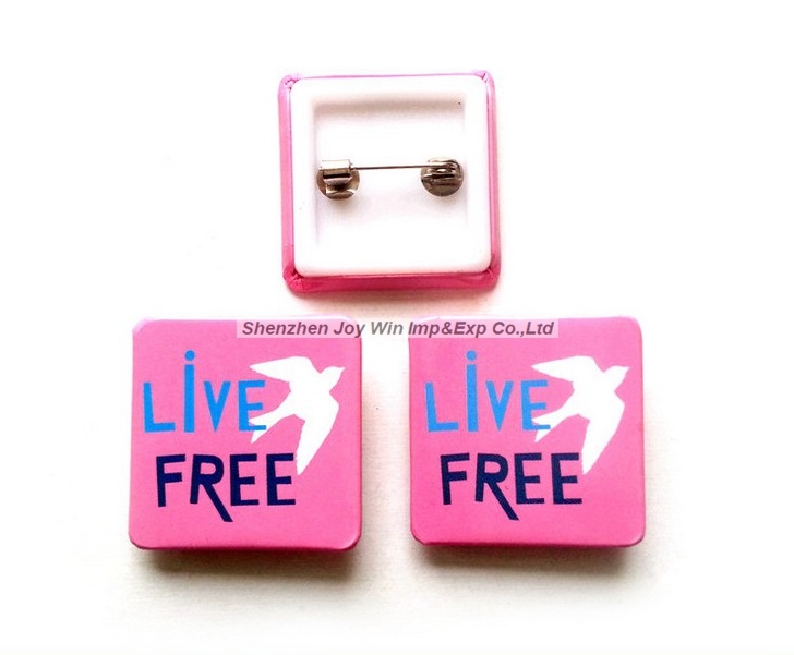 Square Printing Logo Tin Button Promotional Lapel Pin