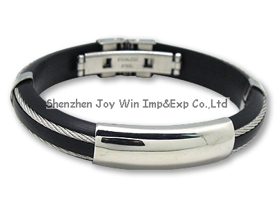New Silicone Metal Bracelet with Stainless Steel Clasp